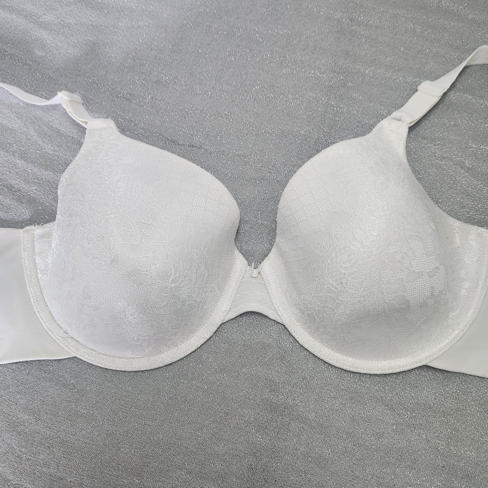 Vanity Fair White Floral‎ Jacquard Lace Full Coverage Underwire Bra 75346 34DD
